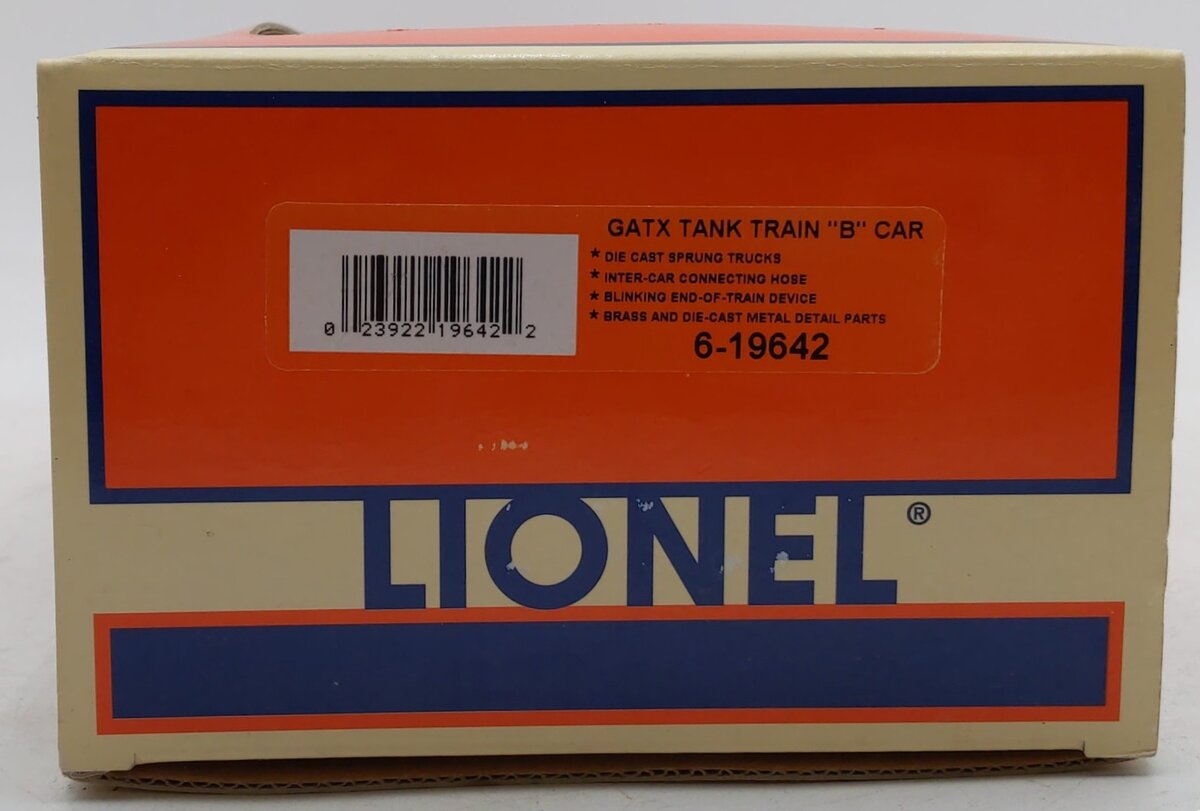 Lionel 6-19642 GATX TankTrain "B" Car w/ ETD "44600 LN/Box