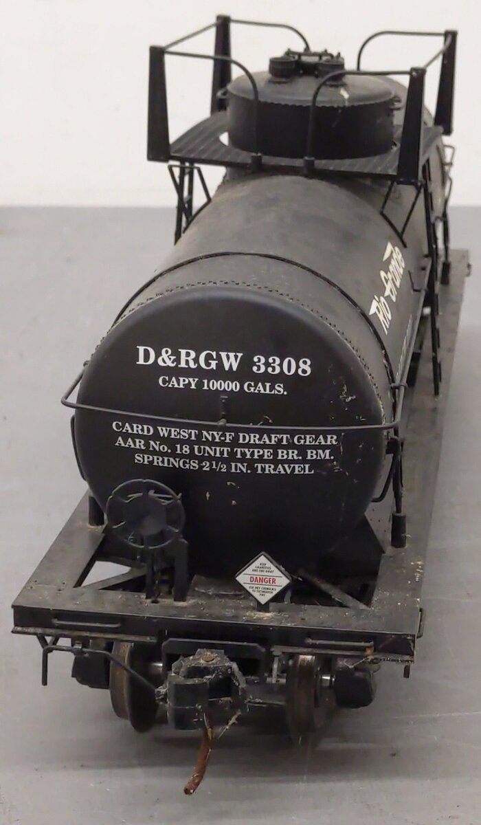 USA Trains 15108 G Denver & Rio Grande 10,000-Gallon Tank Car #3308 Black