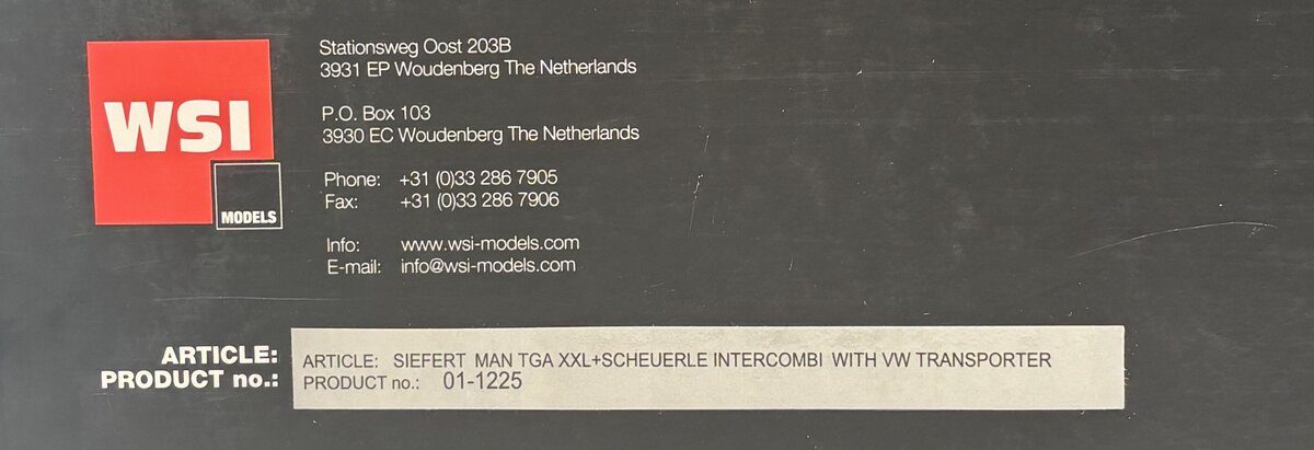 WSI 01-1225 1:50 Siefert - MAN TGA XXL 8x4 w/ Schueurle Intercombi & VW T5 LN/Box