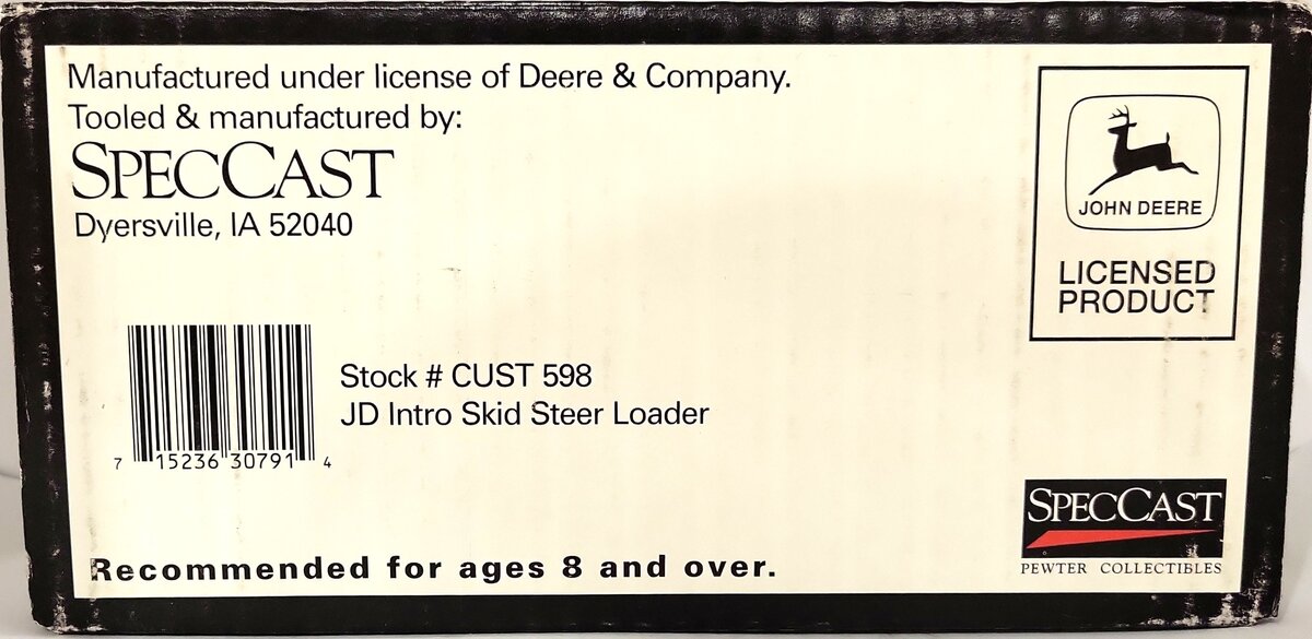 SpecCast Cust-598 John Deere Intro Skid Steer Loader LN/Box