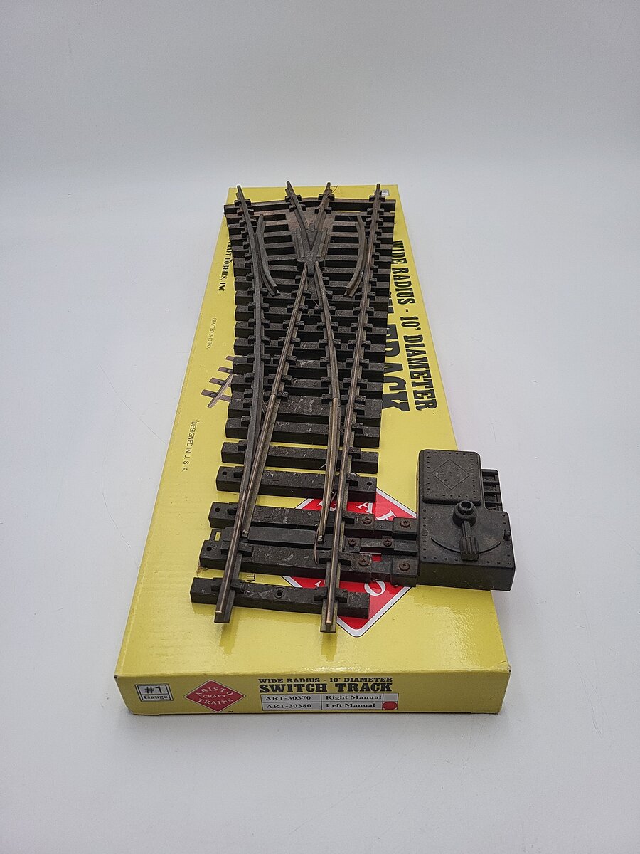 Aristo-Craft 30380 G Brass Left Hand 10' Wide Radius Manual Switch Turnout VG/Box