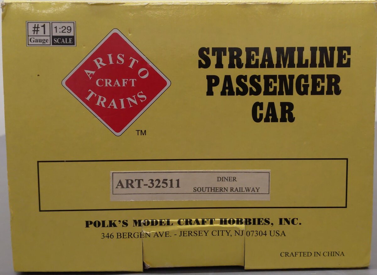 Aristo-Craft 32511 G Southern "Alexandria" Passenger Car - Metal Wheels EX/Box