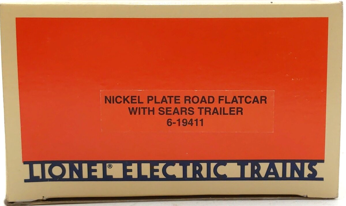 Lionel 6-19411 O Gauge Nickel Plate Road Flatcar w/Sears Trailer EX/Box