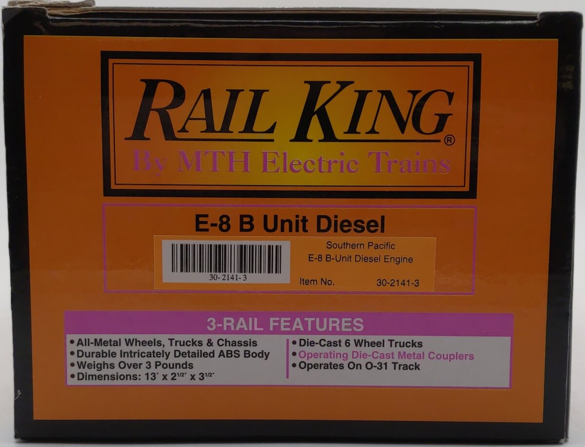 MTH 30-2141-3 Southern Pacific E8 B-Unit Non-Powered Diesel Engine #6002-B LN/Box