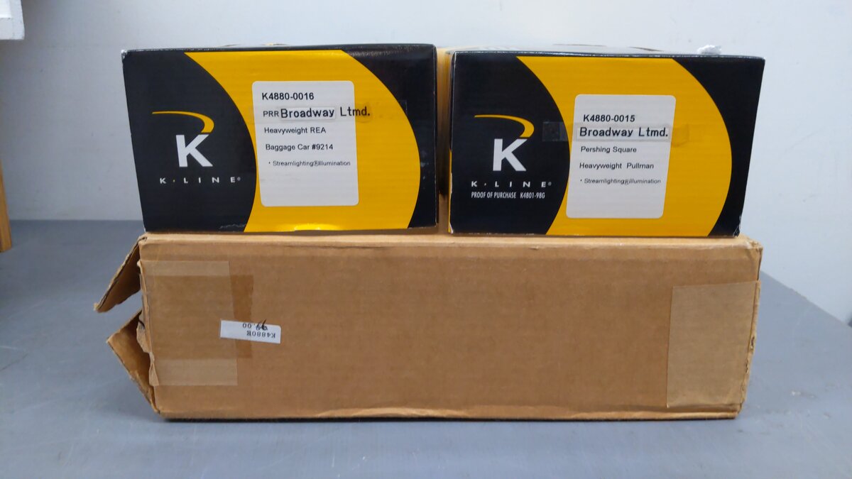 K-Line K4880E O PRR Broadway Limited 15" Heavyweight Passenger Cars (Set of 2) EX/Box