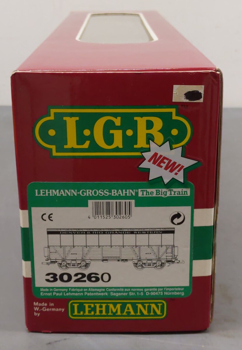 LGB 30260 G Scale Denver & Rio Grande Western Covered Passenger Car #404 EX/Box