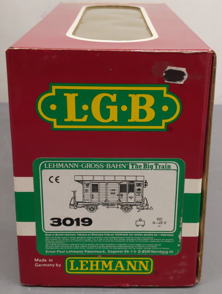 LGB 3019 G Scale Mail Post Car with Lights (Metal Wheels) EX/Box