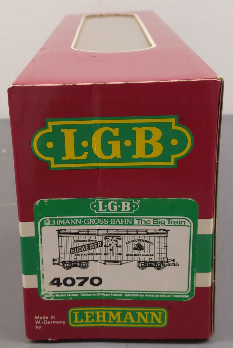 LGB 4070 G Scale Budweiser Woodside Reefer Car #4070 VG/Box