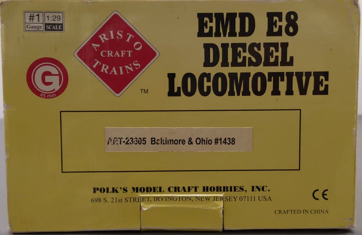 Aristo-Craft ART-23605 G Scale Baltimore & Ohio EMD E8 Diesel Locomotive #1438 EX/Box