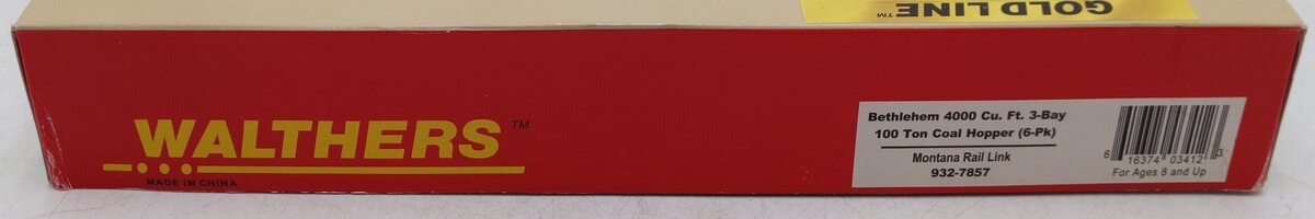 Walthers 932-7857 HO Scale MRL 3-Bay 100 Ton Coal Hopper (Pack of 6) EX/Box