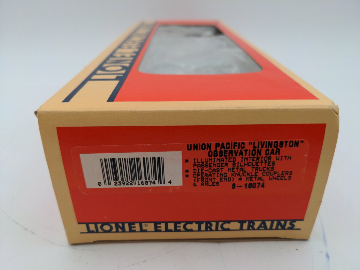 Lionel 6-16074 O Gauge Union Pacific "Livingston" Observation Car #6074 VG/Box