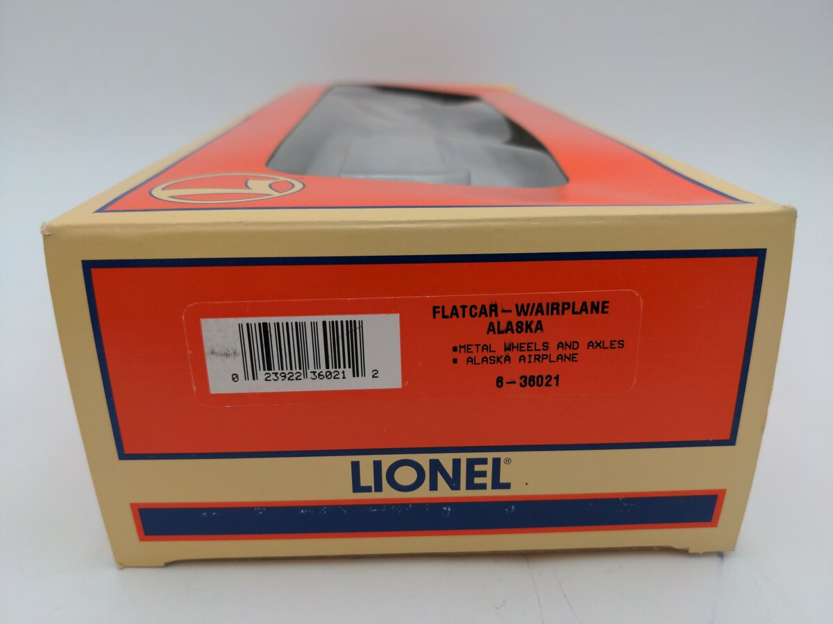 Lionel 6-36021 O Gauge Flatcar with Alaska Airplane #6424 VG/Box