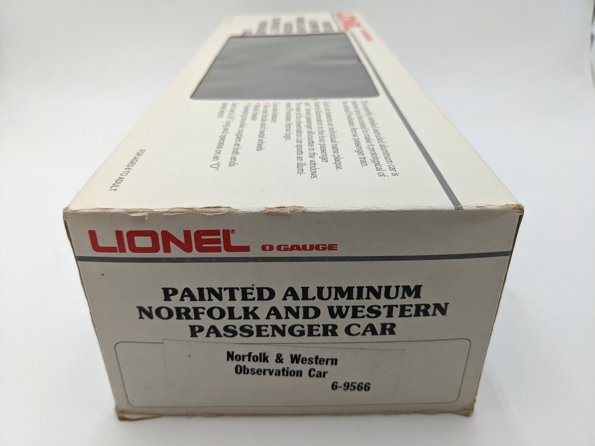Lionel 6-9566 O Gauge Norfolk & Western Aluminum Observation Car #581 EX/Box