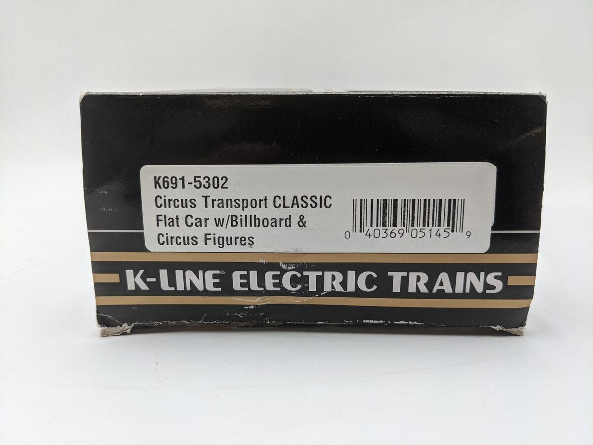 K-Line K691-5302 O Gauge Circus Transport Flatcar w/ Billboard & Circus Figures EX/Box