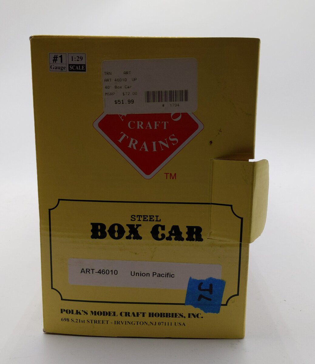 Aristo-Craft 46010 G Scale Union Pacific Boxcar #125234 LN/Box