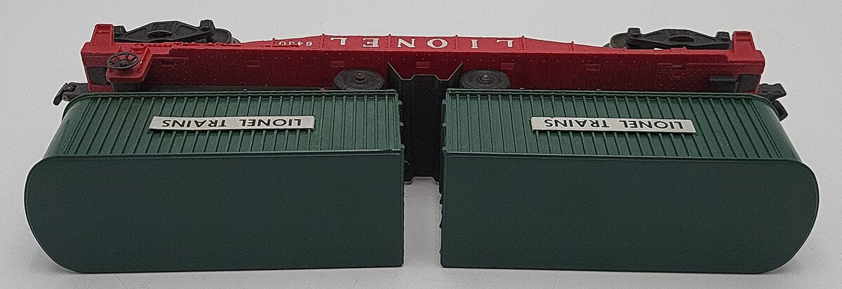 Lionel 6430 Vintage O Flatcar W/2 Green Trailer Vans VG