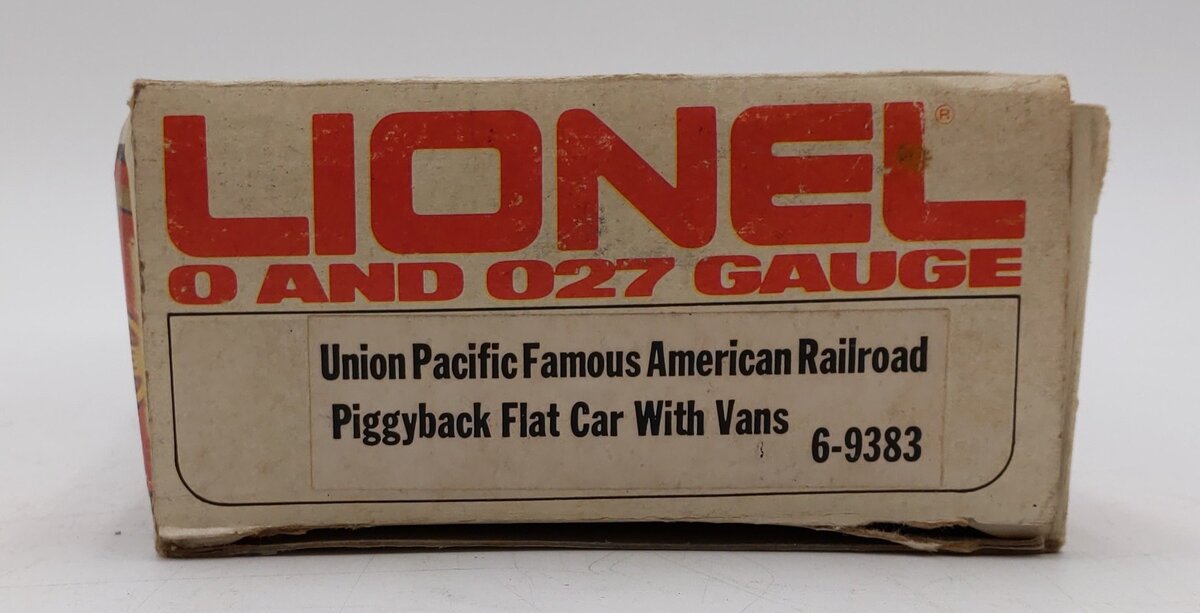 Lionel 6-9383 O Gauge Union Pacific FAR Piggyback Flatcar w/ Trailers VG/Box