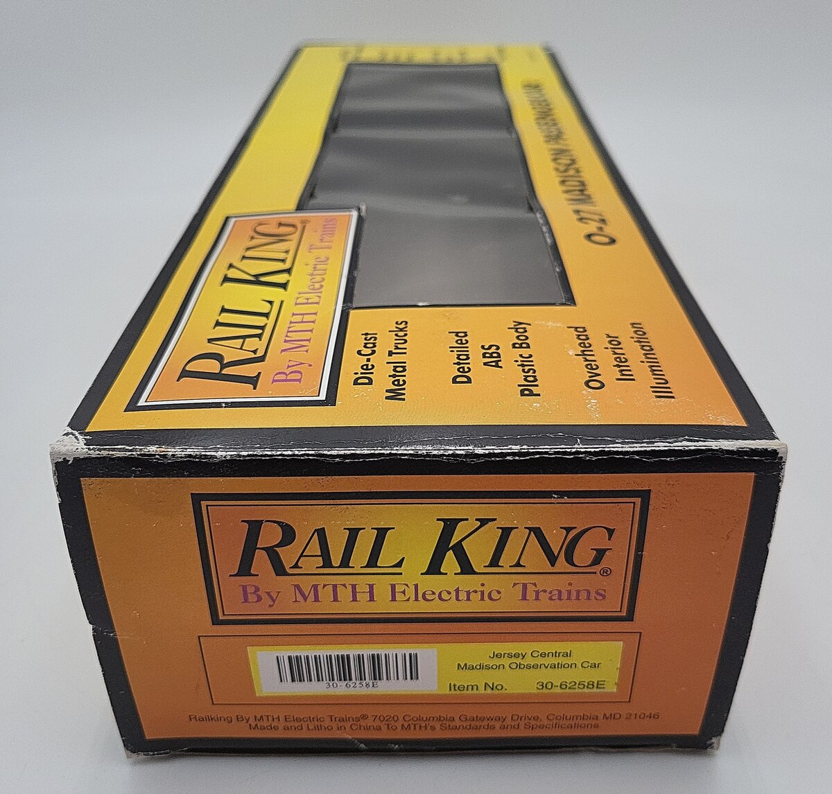 MTH 30-6258E O Gauge Jersey Central "Monmouth" Madison Observation Car LN/Box