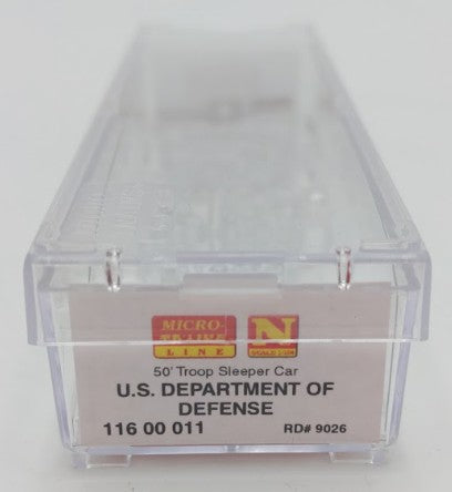 Micro-Trains 11600011 N Scale Pullman Pool 50' Standard Troop Sleeper Car #9026 LN/Box