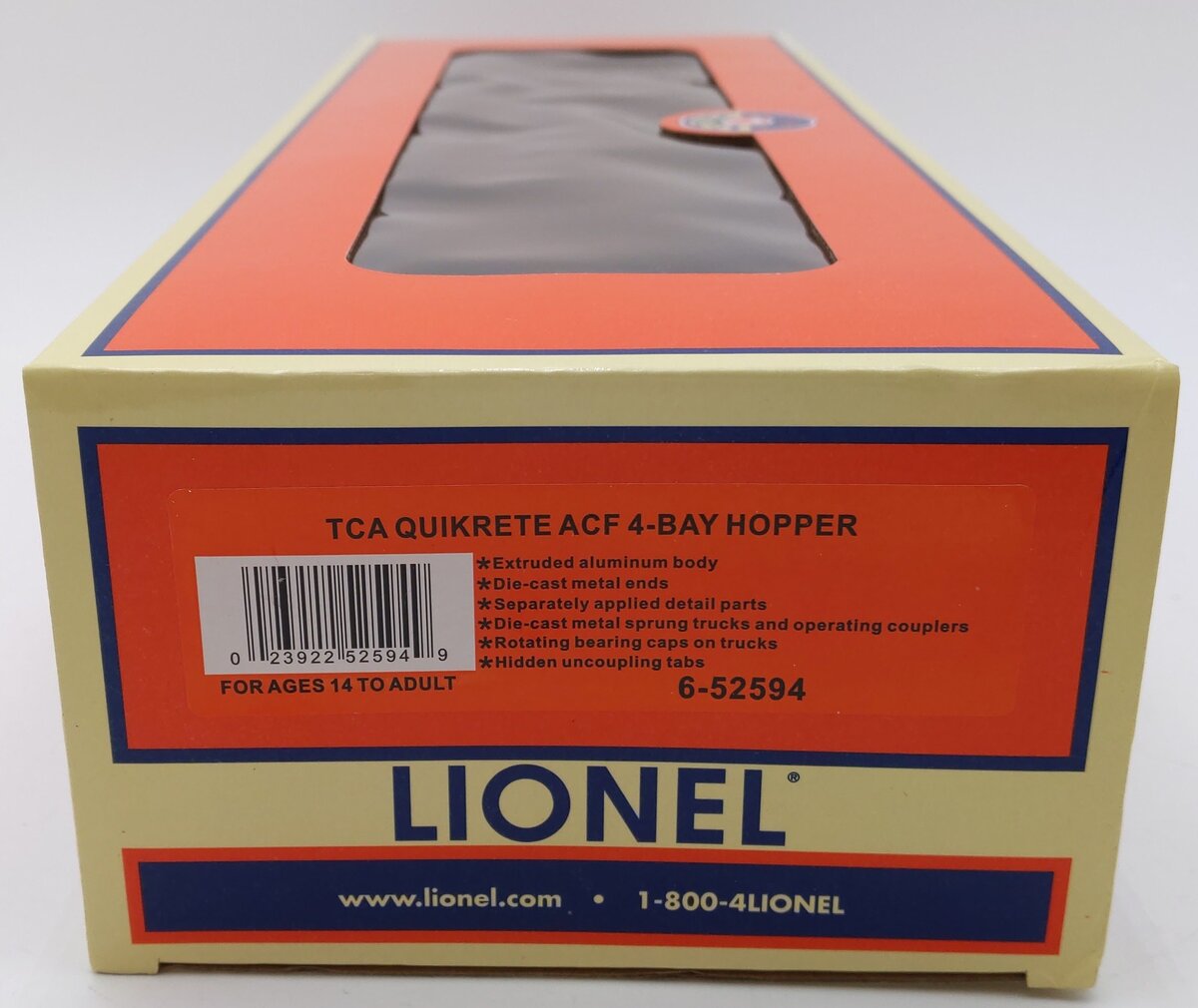 Lionel 6-52594 O Gauge TCA Quikrete ACF 4-Bay Hopper #2012 NIB