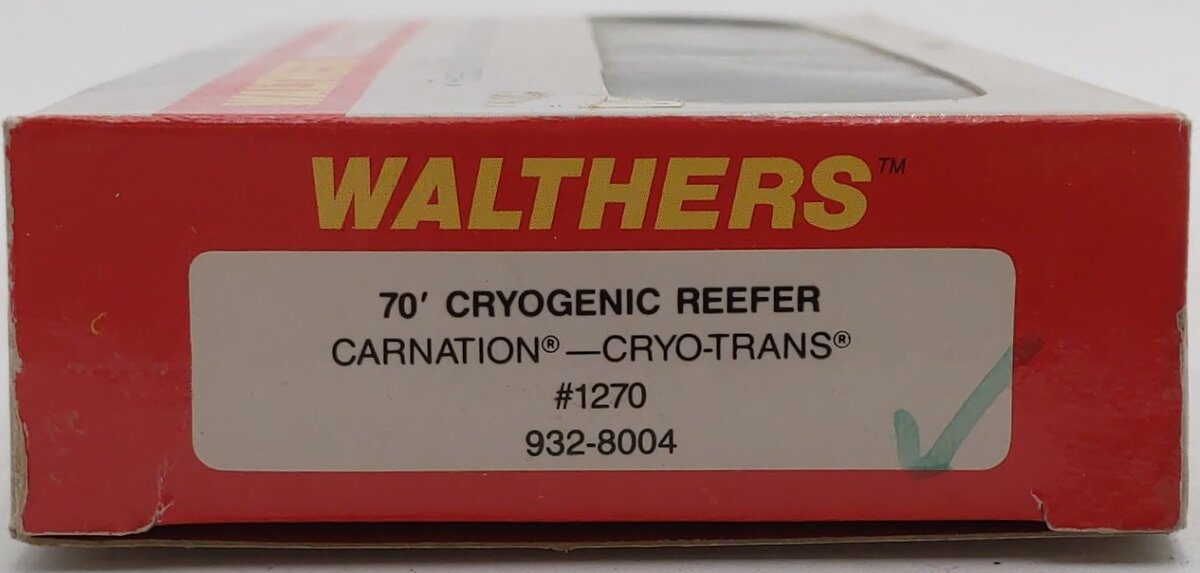 Walthers 932-8004 N Scale 70' Cryogenic Reefer Carnation #1270 LN/Box