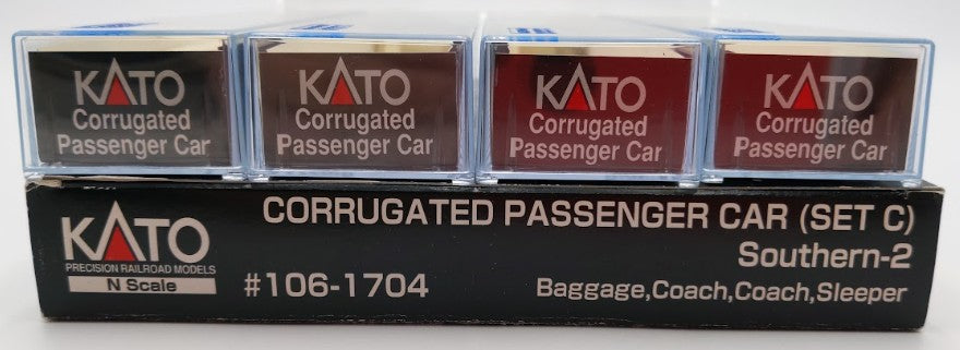 Kato 106-1704 N Scale Southern Corrugated Passenger 4-Car Set (Set C) LN/Box