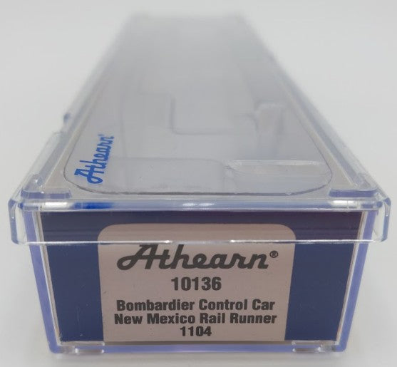 Athearn 10136 N Scale NMDOT Rail Runner Bombardier Control Car #1104 EX/Box