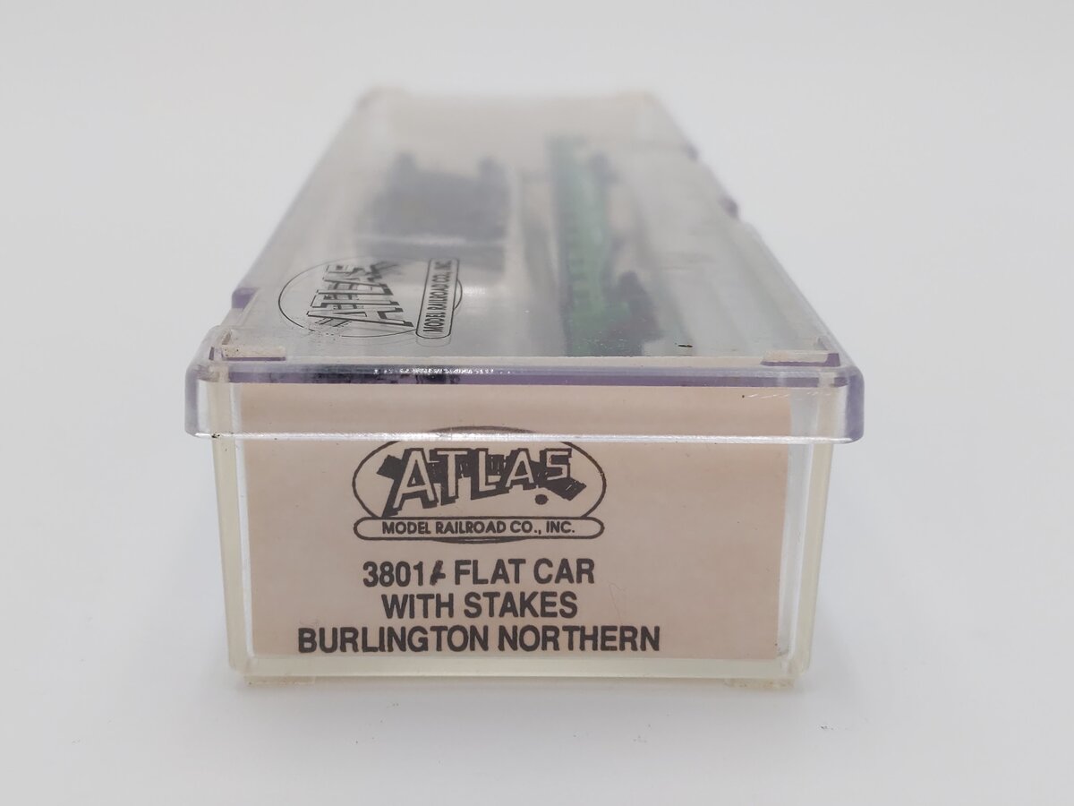 Atlas 3801A N Scale Burlington Northern Flat Car w/ Stakes #602251 LN/Box