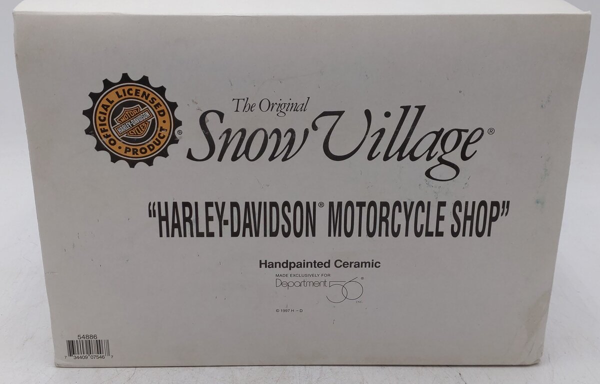 Dept 56 56.54886 Harley Davidson Motorcycle Shop EX/Box