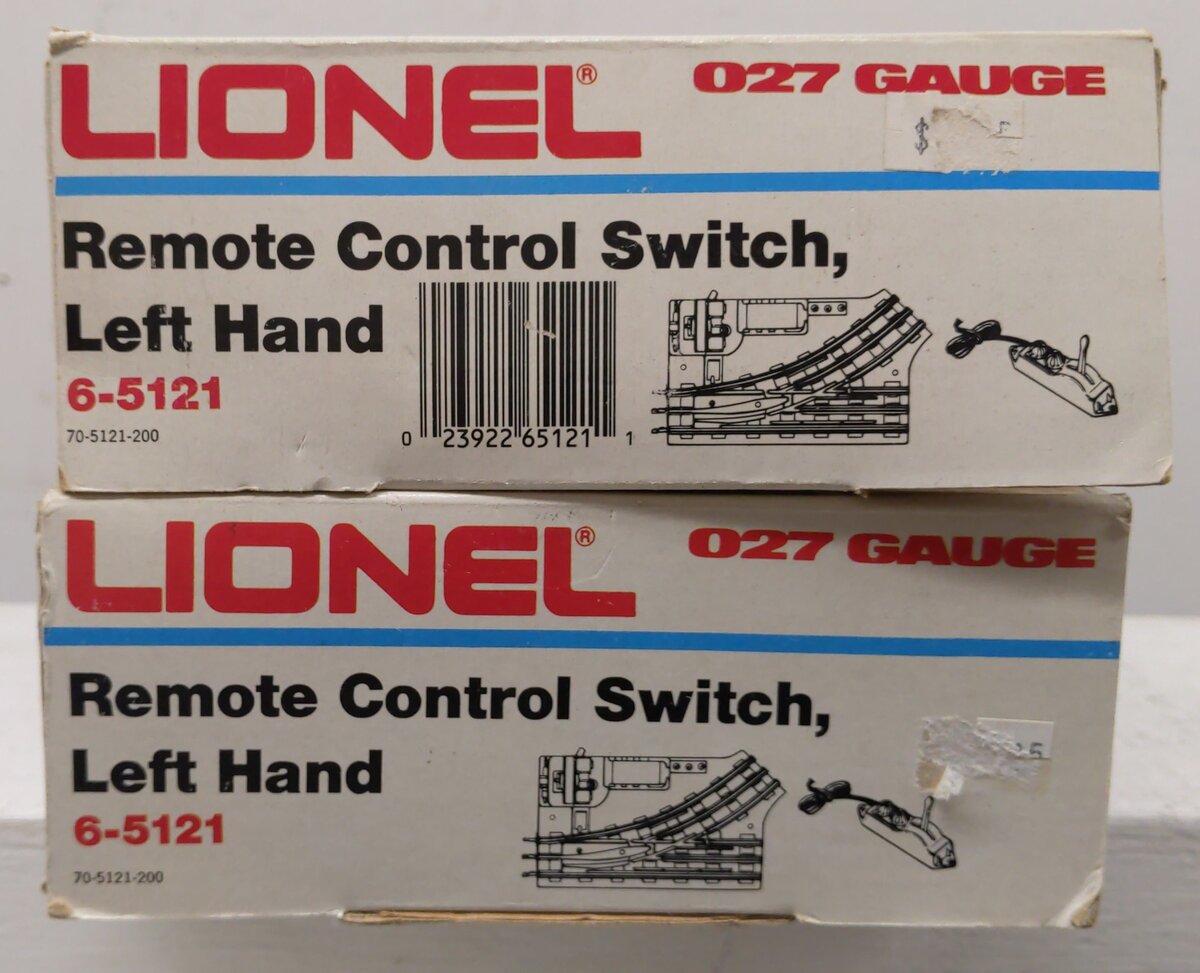 Lionel 6-5121 O O27 Left Hand Remote Control Switch Turnouts (2) EX/Box