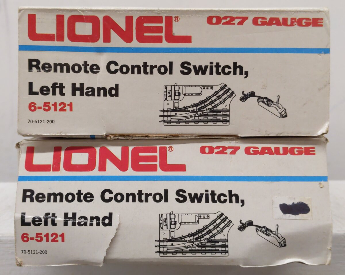 Lionel 6-5121 O O27 Left Hand Remote Control Switch Turnouts (2) EX/Box
