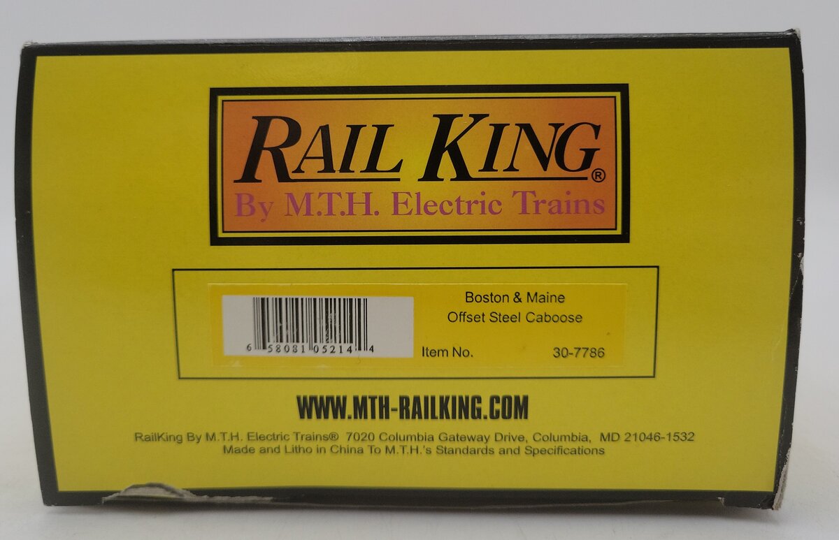 MTH 30-7786 O Boston & Maine RailKing Offset Steel Caboose Car #C120 EX/Box