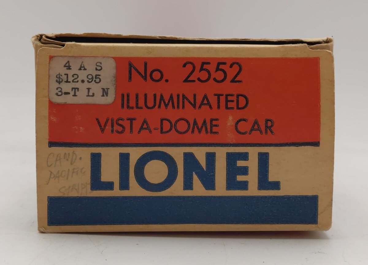 Lionel 2552 Vintage O Canadian Pacific Skyline 500 Aluminum Vista Dome Car EX/Box