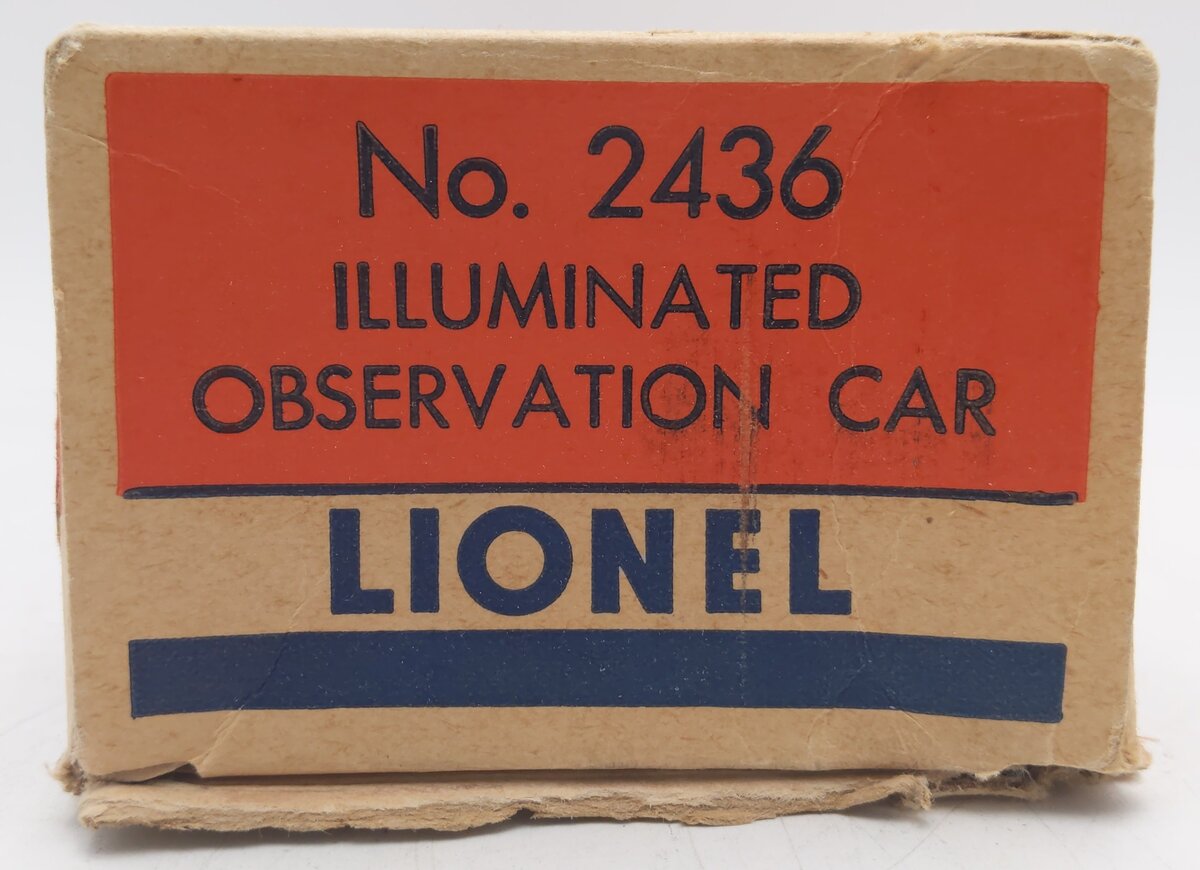 Lionel 2436 Vintage O Lionel Lines Illuminated Mooseheart Observation Car VG/Box