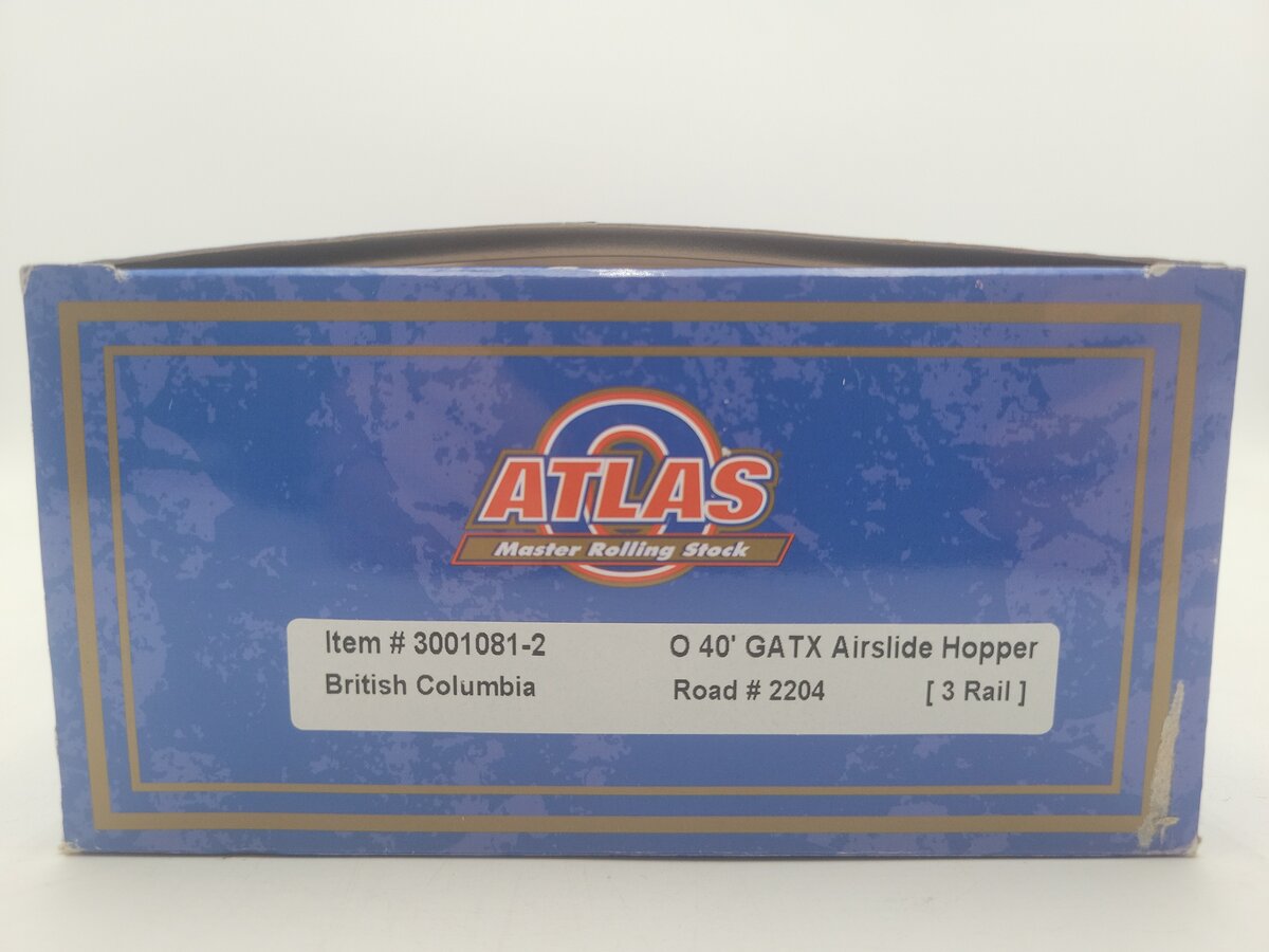 Atlas 3001081-2 O Gauge 40' British Columbia Airslide Hopper Car #2204 EX/Box