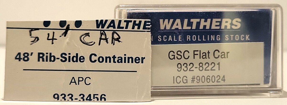 Walthers 933-3456 & 932-8221 N APC 48' Ribbed Container & ICG Flat Car #906024 LN/Box