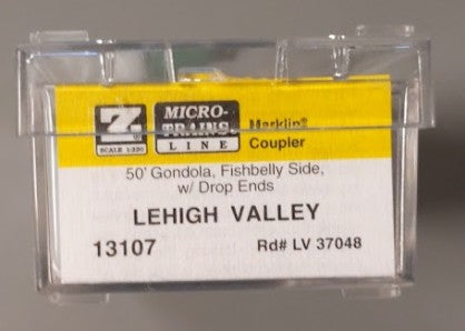 Micro-Trains 13107-2 Z Scale Lehigh Valley 50' Gondola w/ Drop Ends #37048 LN/Box