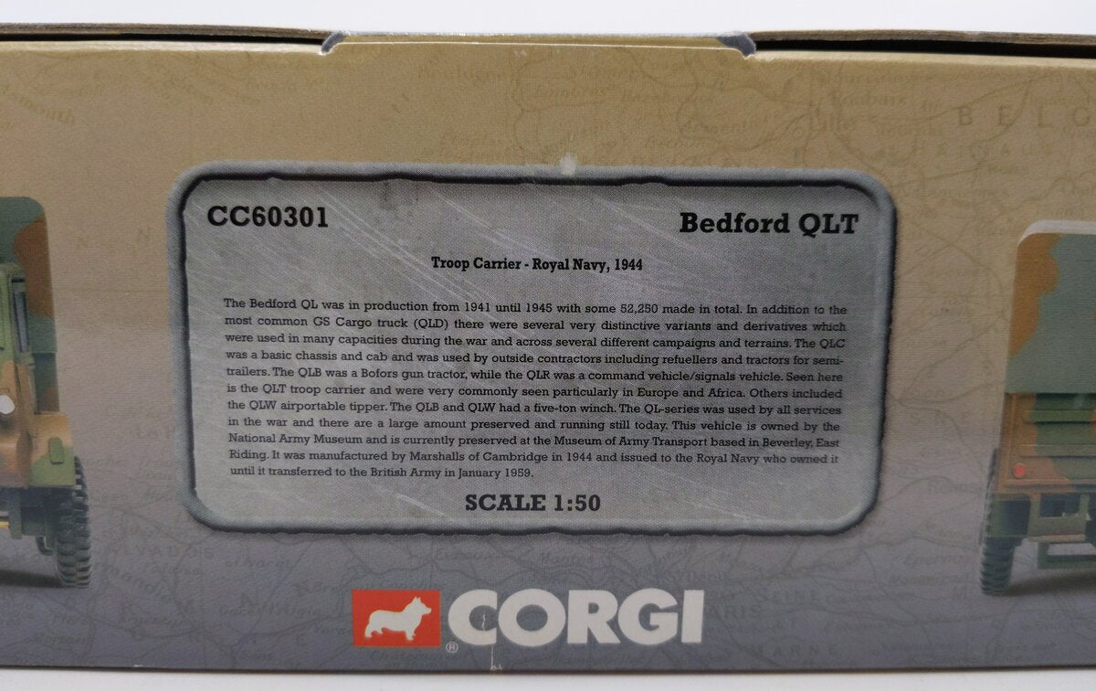 Corgi CC60301 1:50 Bedford QLT Carrier - Royal Navy, 1944 Military Vehicle EX/Box