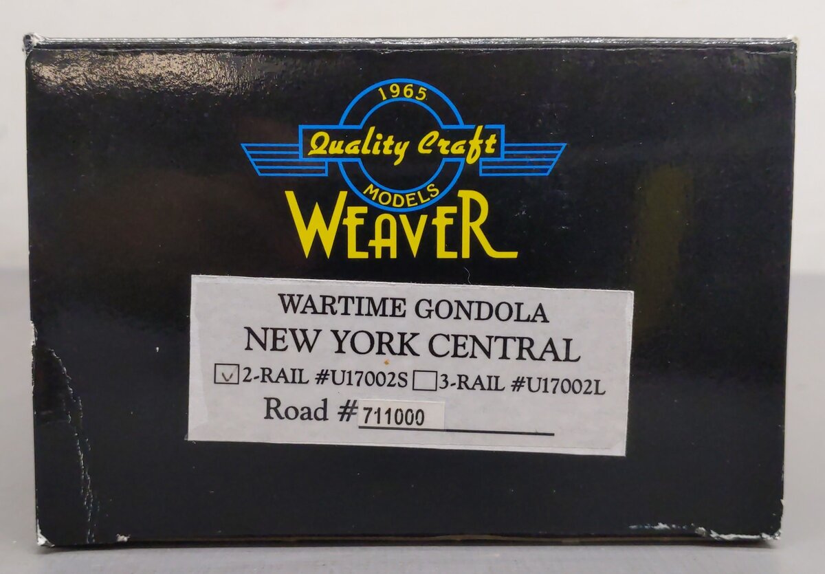 Weaver U17002S O Scale 2-Rail New York Central Wartime Gondola #711000 EX/Box