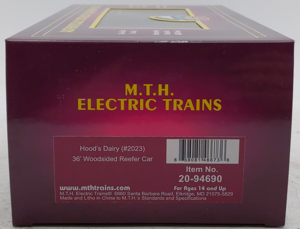 MTH 20-94690 O Gauge Rutland Hood's Dairy 36' Wood Sided Reefer Car #2023 LN/Box