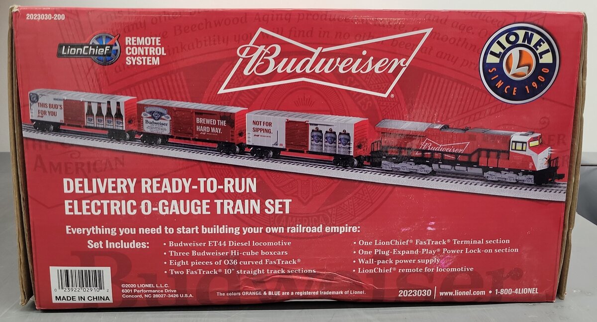 Lionel 2023030 O Gauge Budweiser Delivery LionChief Train Set EX/Box