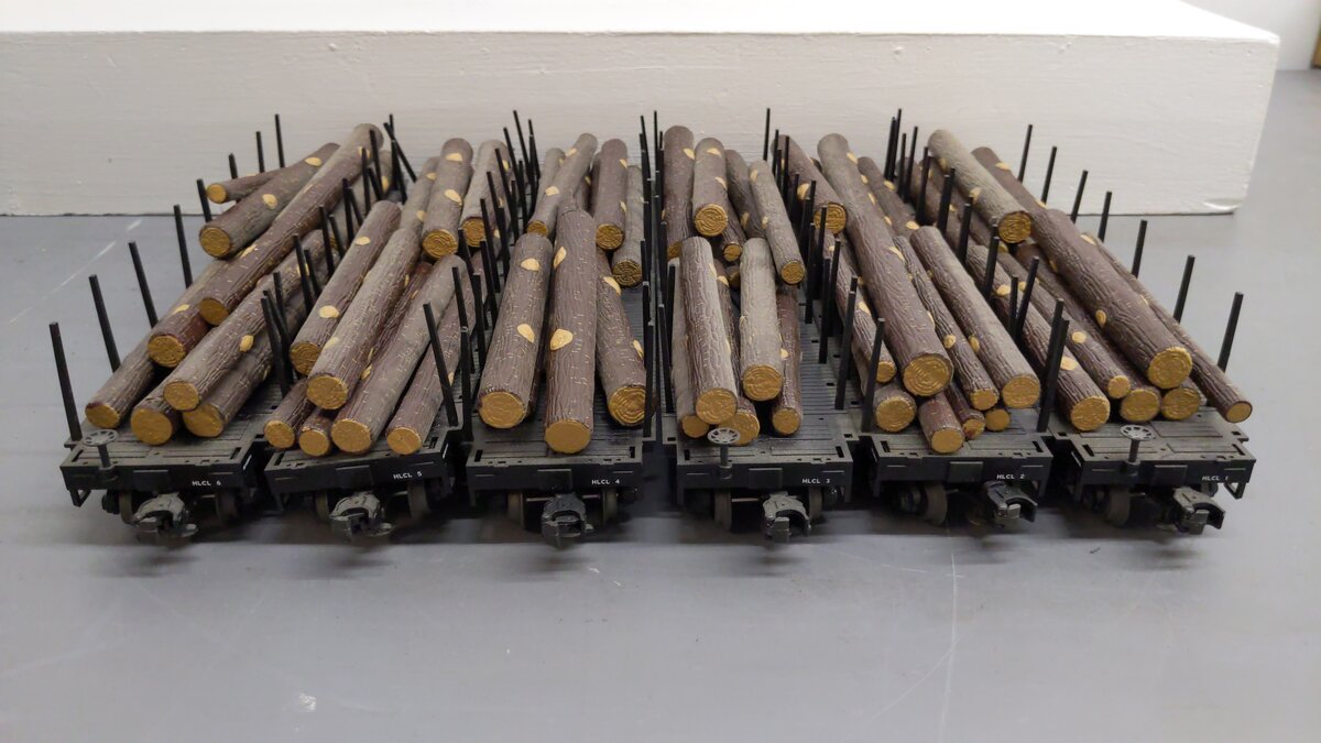 MTH 20-98119 O Hill Crest Lumber Co. Flat Car Set with Logs (Set of 6) EX