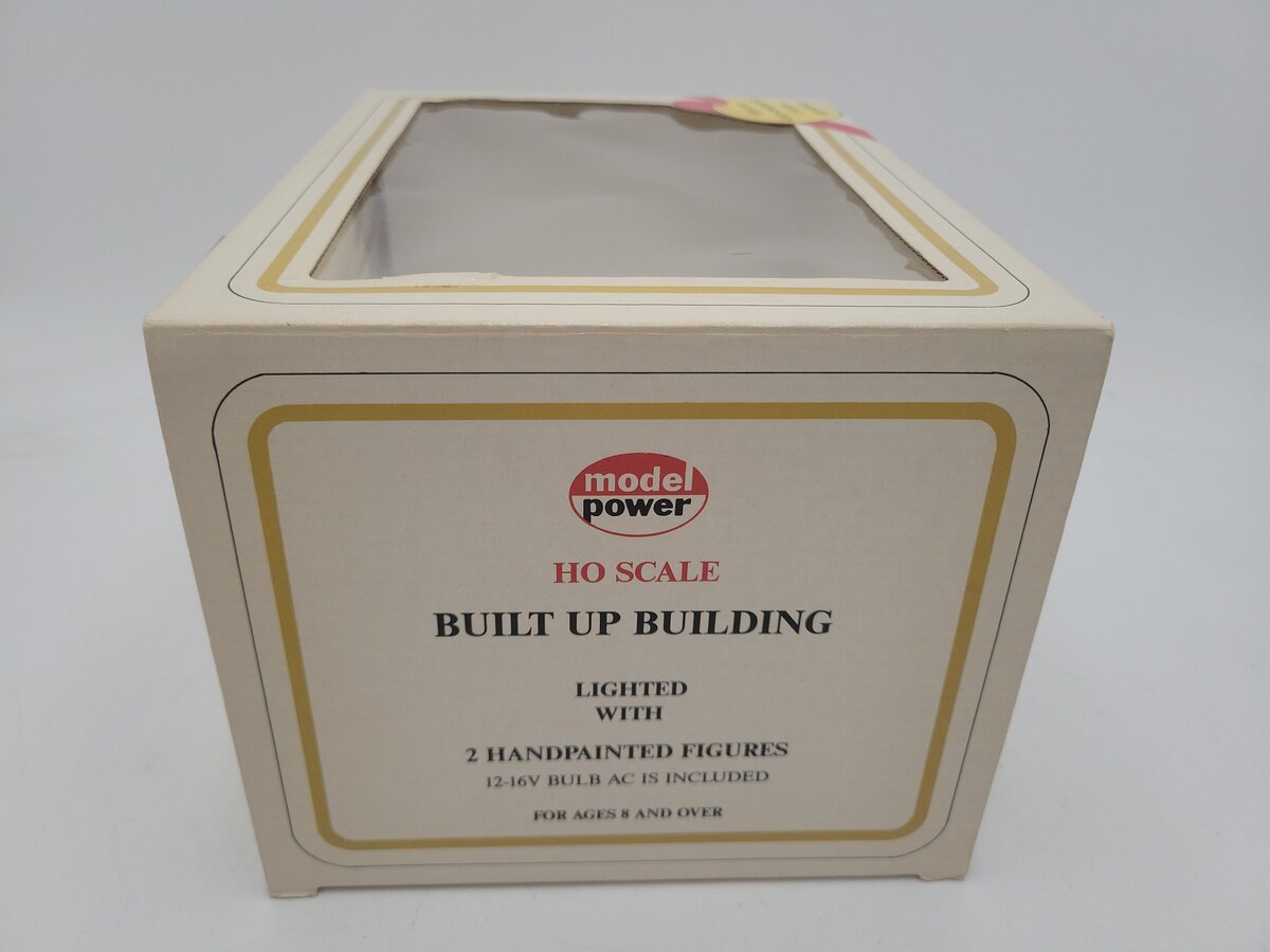 Model Power 579 HO Scale Built-up Urban Renewal Building Lighted W/4 Figures EX/Box