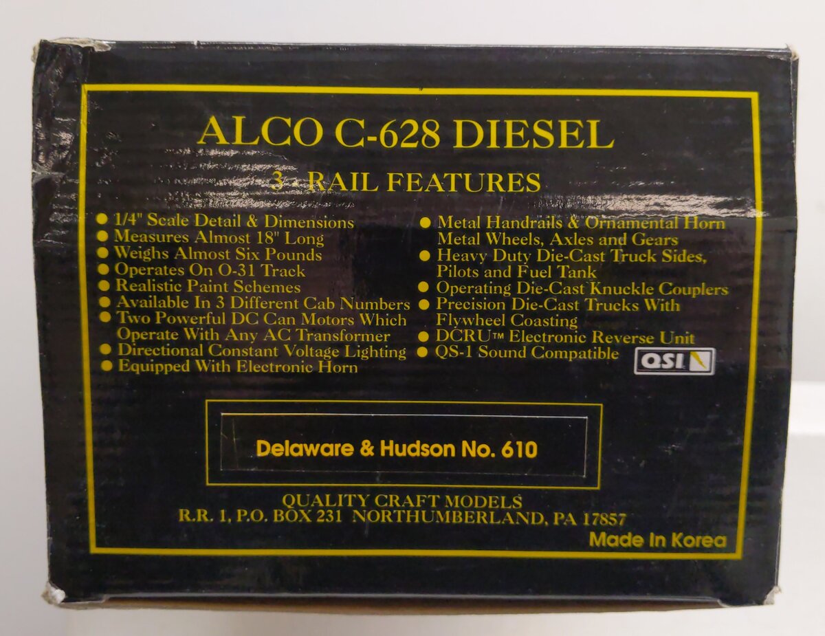 Weaver 610 O Delaware & Hudson Alco C-628 Diesel Locomotive #610 (3 Rail) EX/Box