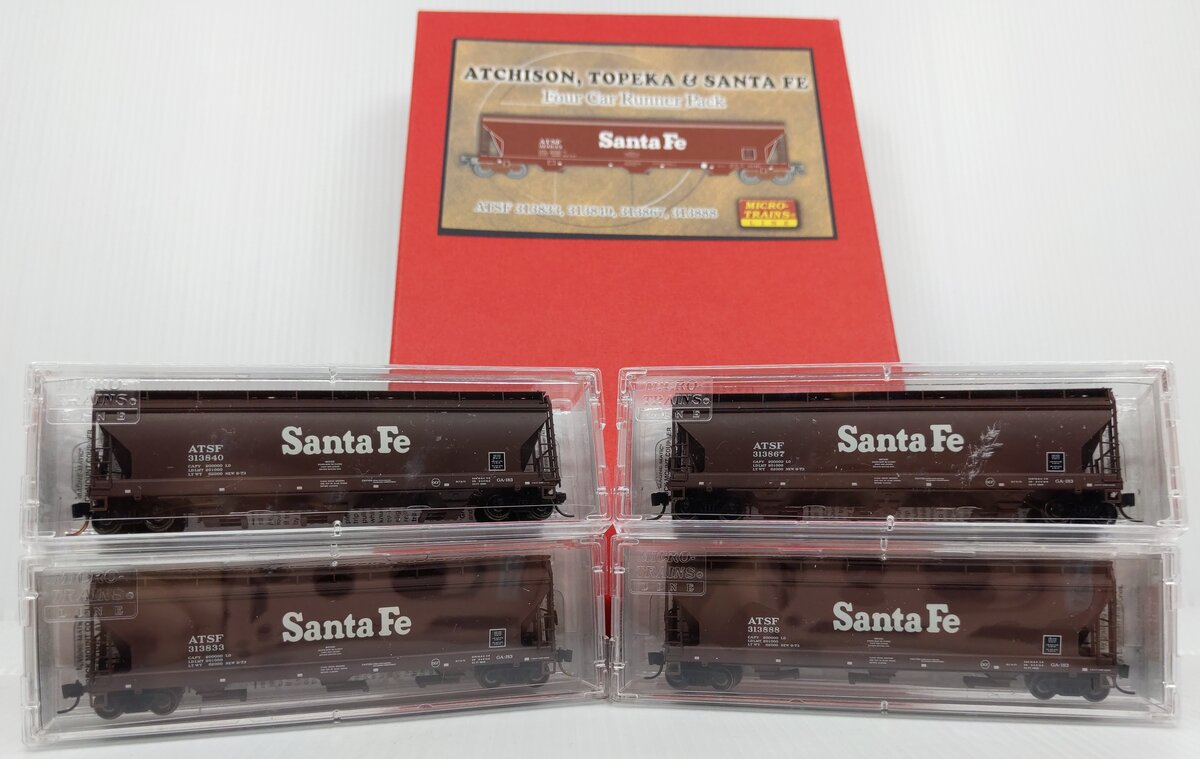 Micro-Trains 99300020 N ATSF 4650 cu ft 3 Bay ACF Boxcar Runner Pack (Set of 4) LN/Box