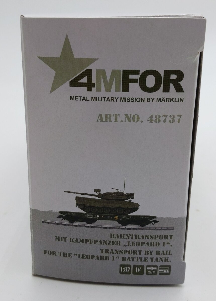 Marklin 48737 HO Scale Flatcar with Leopard 1 Battle Tank LN/Box