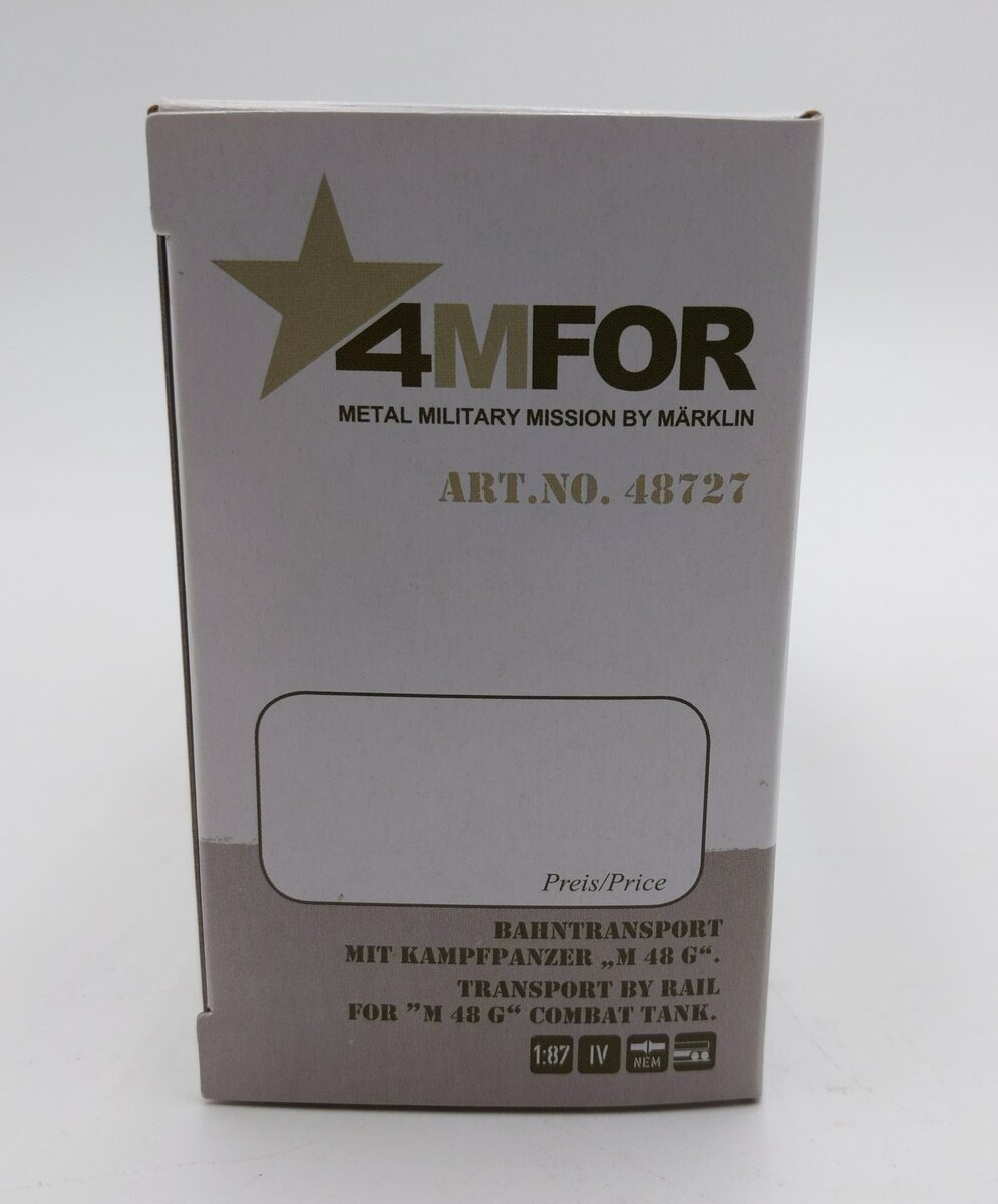 Marklin 48727 HO Scale Flatcar with M 48 G Combat Tank LN/Box