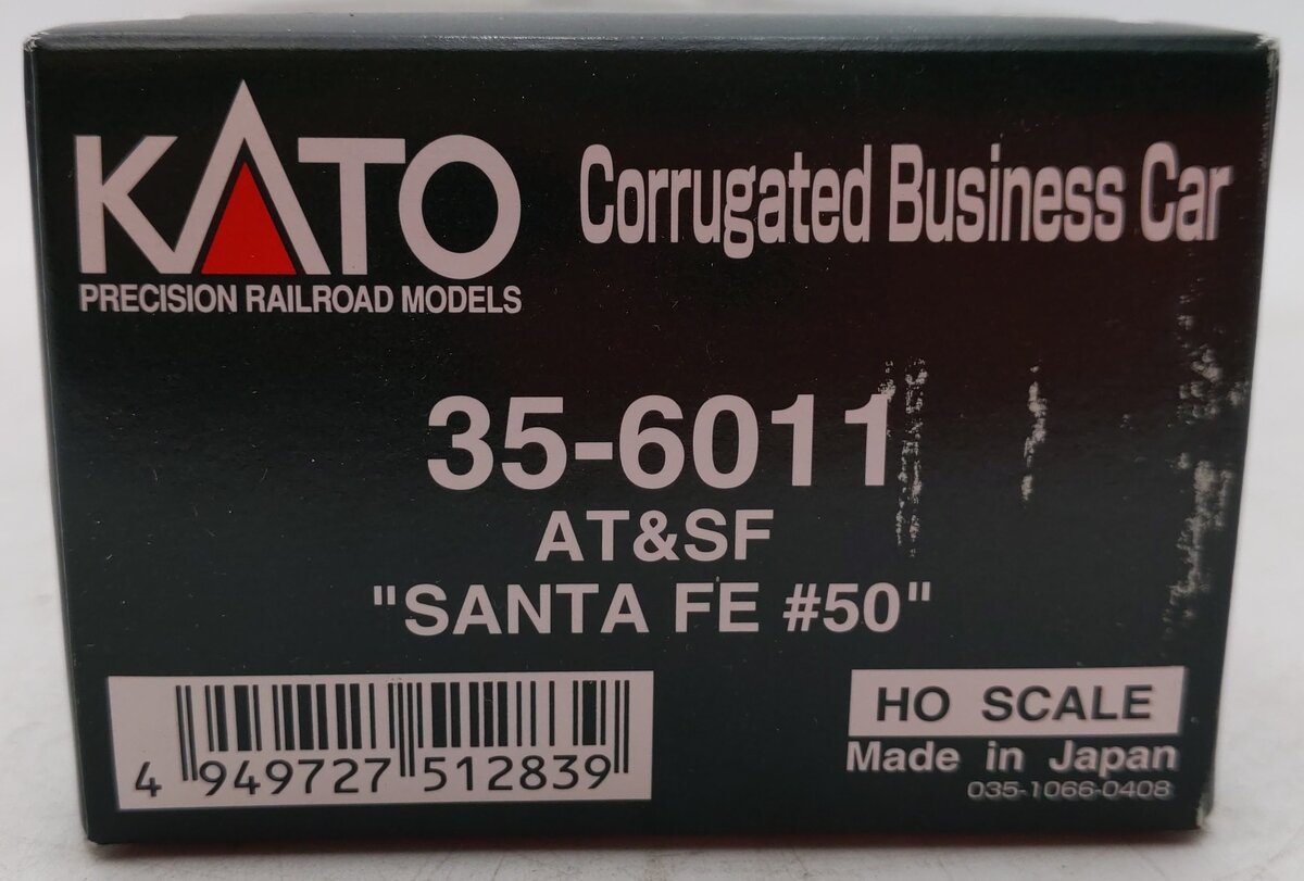 Kato 35-6011 HO ATSF Santa Fe Corrugated Business Car #50 EX/Box