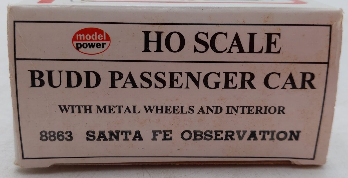 Model Power 8863 HO Scale Atchison Topeka Santa Fe "Valley" Budd Observation Car EX/Box