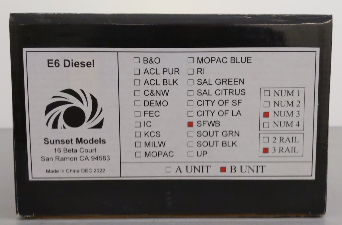 3rd Rail O Gauge Santa Fe E6 B Unit Diesel Locomotive #3- F/P NIB